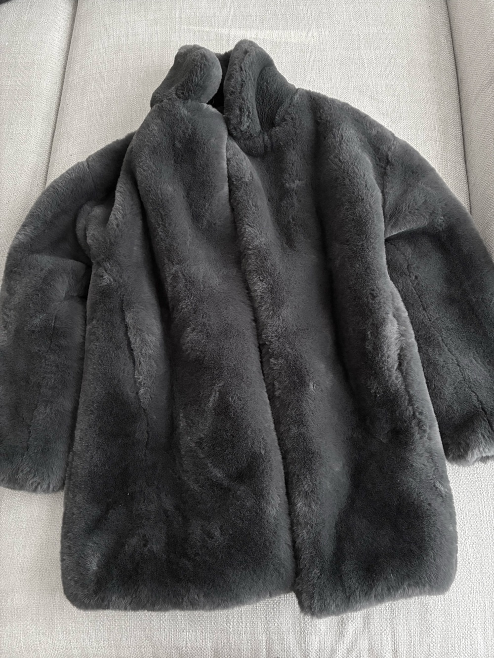 ZARA Faux Fur Coat Women’s Small Gray Oversized Fit - Picture 6 of 15